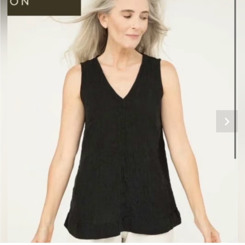 Elizabeth Suzann Polly tank, XS, black linen